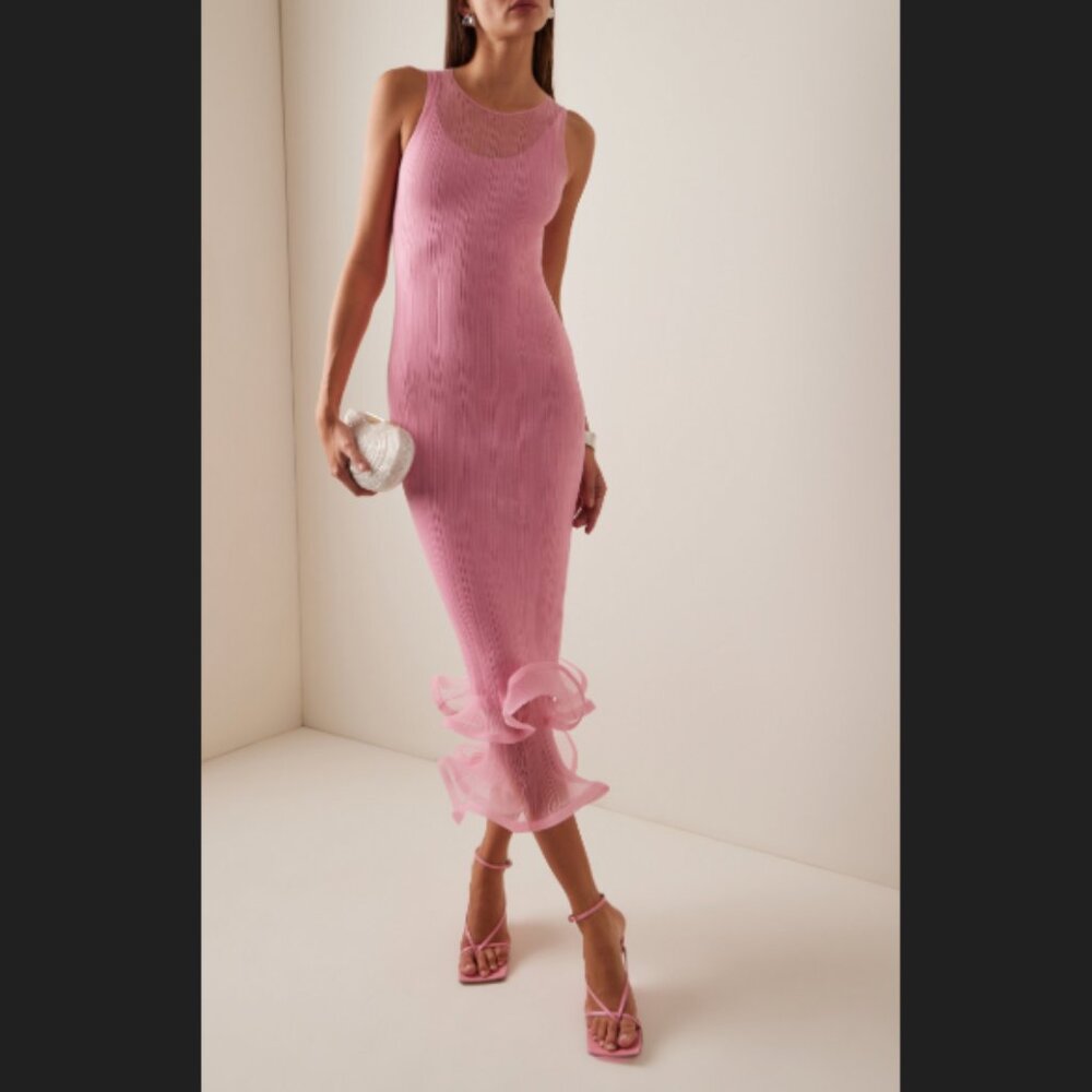 Simkhai Pink Daniella chiffon pleated dress